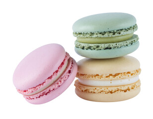 Obraz premium Cute pastel macaron stack isolated PNG, soft colors”