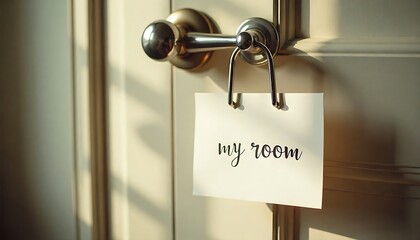 Hotel door privacy hanger. Enjoying my room tag hanging in the doorknob, created with generative ai