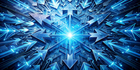 Abstract blue arrows radiating from a central point a dynamic and futuristic design suitable for technology or direction concepts