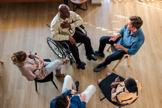 Group therapy session in a circle