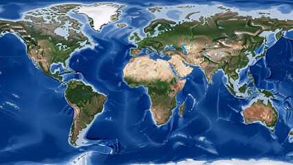 High-Resolution Physical Map of the World Satellite View Rotating Earth for Geography and Global Themes Loop