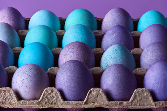 Colorful spring-decorated eggs