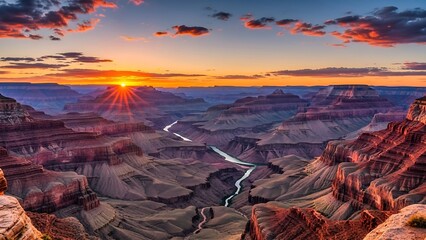 Grand Canyons Majestic Sunset - A Rivers Journey Through Time.