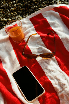 Relaxation time on a beach towel
