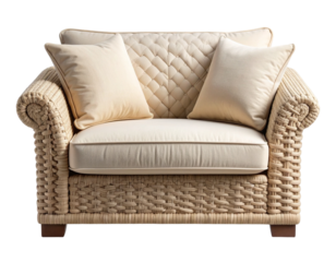 Single Woven Wicker Chair Cushion Front View PNG