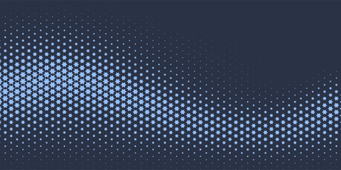 Stars Modern Halftone Geometry Pattern Vector Smooth Camber Border Blue Abstract Background. Checkered Faded Particles Curve Line Subtle Texture. Half Tone Contrast Graphic Minimalist Wide Wallpaper