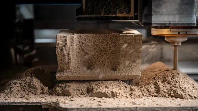 Medium shot of laser equipment performing precision surface refinement on a cast part revealing subtle variations in texture and enhanced durability through innovative finishing.