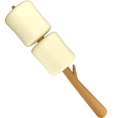 Marshmallow on Stick Nature 3D Illustration
