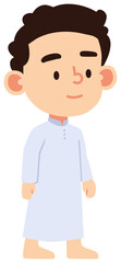 cute Muslim children cartoon illustrations in prayer and Islamic activities