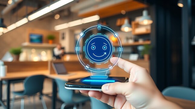 Human with futuristic hologram - Powered by Adobe