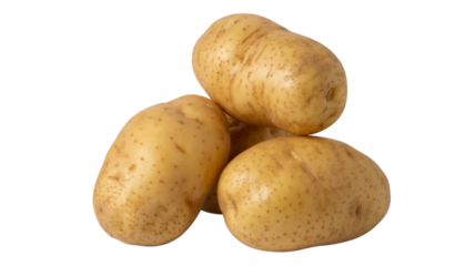 Pile of Four Raw Russet Potatoes on a Black Background Isolated food vegetable