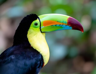 Obraz premium portrait toucan on a green bokeh background