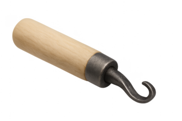 Hand tool with wood handle and metal hook
