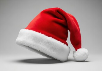Vibrant classic red santa hat with soft white fur trim