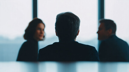 Business meeting conference room office teamwork corporate discussion strategy planning leadership collaboration professional executive negotiation. Confident mood focused conversation around