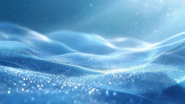 輝く細かな粒子の波　青色　AI生成素材