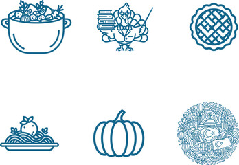Thanksgiving Icons Featuring Food Turkey Academic Style and Turkey Landmarks Design for Graphic Designers and Culinary Enthusiasts Celebrating Traditions and Cultural Identity