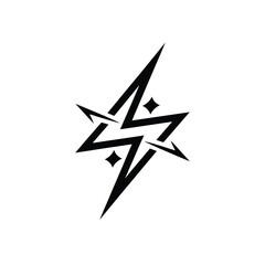 Abstract black starburst lightning bolt symbol
