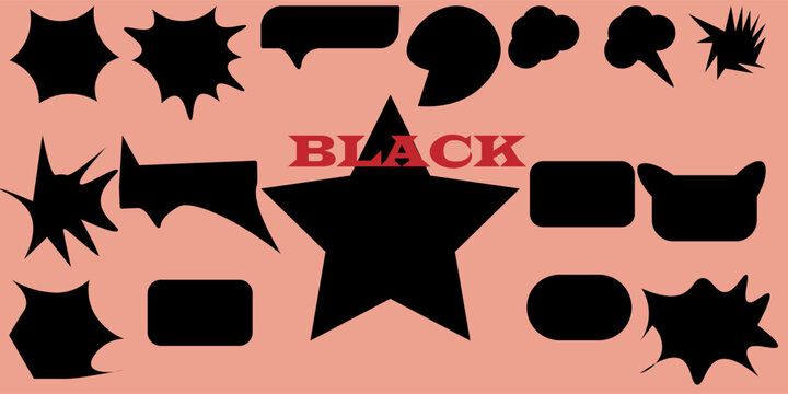 A speech bubble set blank comic balloon empty dialogue cloud cartoon shape vector illustration creative design isolated on red background playful expressive communication