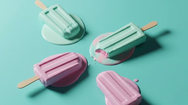 Melting Popsicles on a Teal Background.
