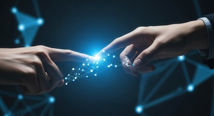 Digital Connection Touching, Sparking Innovation of Humans And Modern Technology