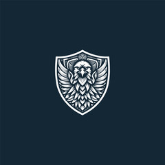 Eagle shield logo style icon design template vector illustration