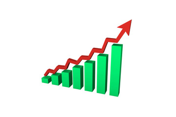 Rising Business Graph with Upward Arrow Showing Financial Growth, Corporate Success and Wealth Progress