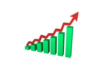 Rising Business Graph with Upward Arrow Showing Financial Growth, Corporate Success and Wealth Progress