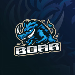 Boar mascot logo design vector. Angry boar illustration for sport and esport team.