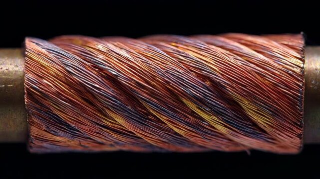 Medium shot of copper wire coated with anticorrosive layer showcasing resistant surface protecting metal from oxidation in industrial setting.