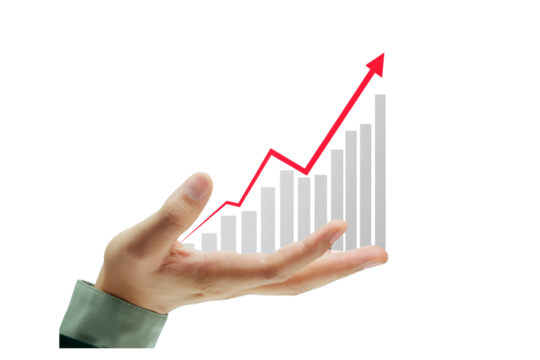 Technology in the Hands of Businessmen with Digital Finance Interface, Business Growth Charts and Modern Economic Innovation