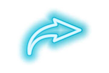 Neon Blue Share Arrow with Glowing Light Symbol, Futuristic Gradient Icon and Forward Communication Sign