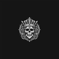 King skull logo style icon design template vector illustration