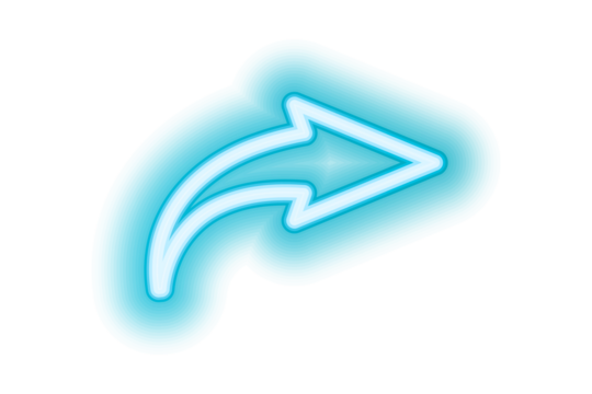 Neon Blue Share Arrow with Glowing Light Symbol, Futuristic Gradient Icon and Forward Communication Sign - Powered by Adobe