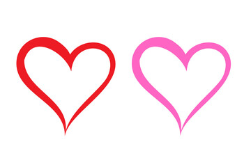 Valentine Heart Outline - Pink and Red Minimal Love Illustration on Transparent Background