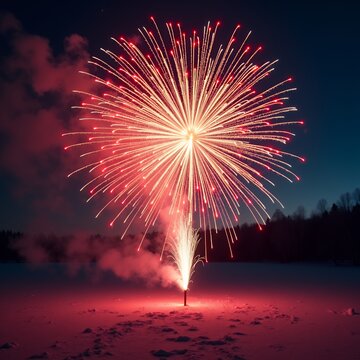 Abgebrannte fackel nahaufnahme im schnee firecracker new year's eve firecracker holiday celebration background design firework festive party