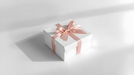 Fototapeta premium Beautiful White Gift Box Wrapped with Ribbon Perfect for Special Occasions and Celebrations