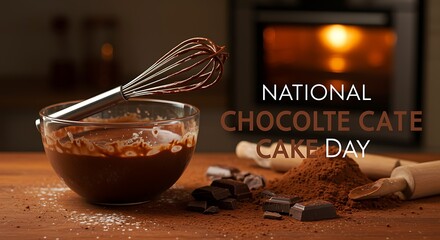 Chocolate Cake Day Baking Scene with Whisk and Cocoa Powder national