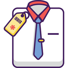 White Collared Shirt with Blue Tie and Red Trim Red Tag Detailed Vector Icon Graphic Clean Design