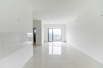 Minimalist Empty Apartment Interior With White Tiles