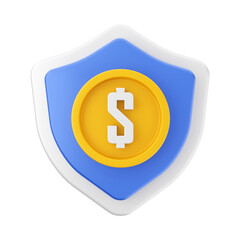 
3D Financial Security Shield with Dollar Icon
