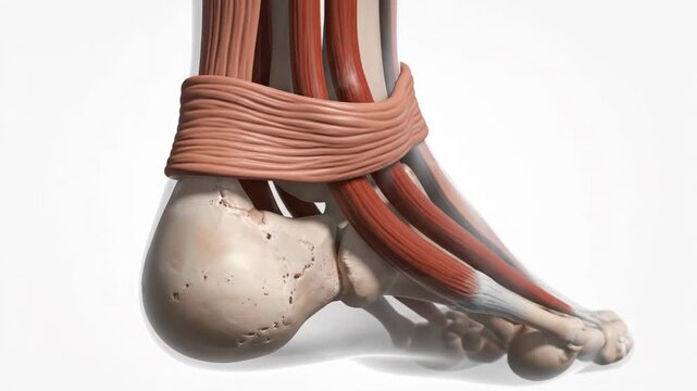 Anatomical Illustration of the Human Superior Peroneal Retinaculum and Ankle Muscles