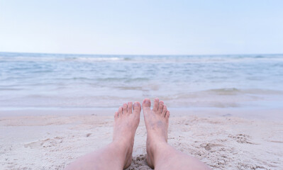 POV Beach Travel Female Legs Seaside Relaxing View