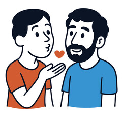 Man woman cartoon love heart happy couple relationship affection smile