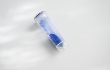 Close up of Blue Copper Peptides GHK-Cu in Powder Form