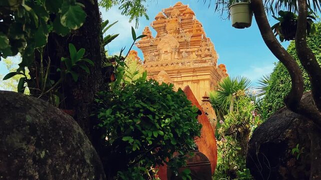 Nha Trang, Vietnam - September 17, 2025: View of the Po Nagar Cham Tower Complex, dedicated to Hindu and Buddhist deities. Close-up of the ancient temple towers. Legacy of the Champa civilization.