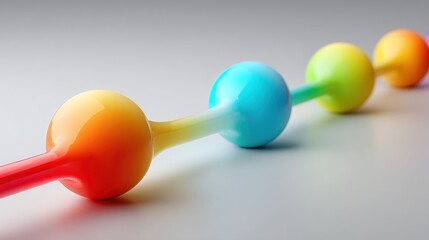 Series of colorful balls representing the concept of paths across neural commerce in a creative arrangement