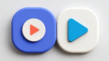 Modern play button icon design with dynamic elements representing media consumption and digital interaction