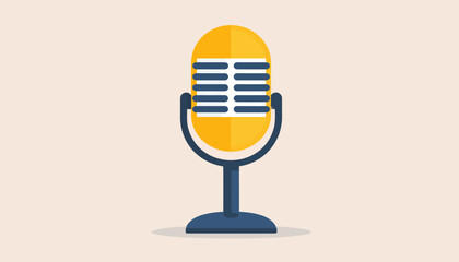 Retro vintage microphone vector illustration with old broadcast radio design for musical recording equipment icon