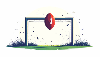 Vector illustration of American football field background with a soccer ball, symbolizing the team sport game design concept